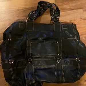 Black leather Laundry by Shelli Segal tote bag